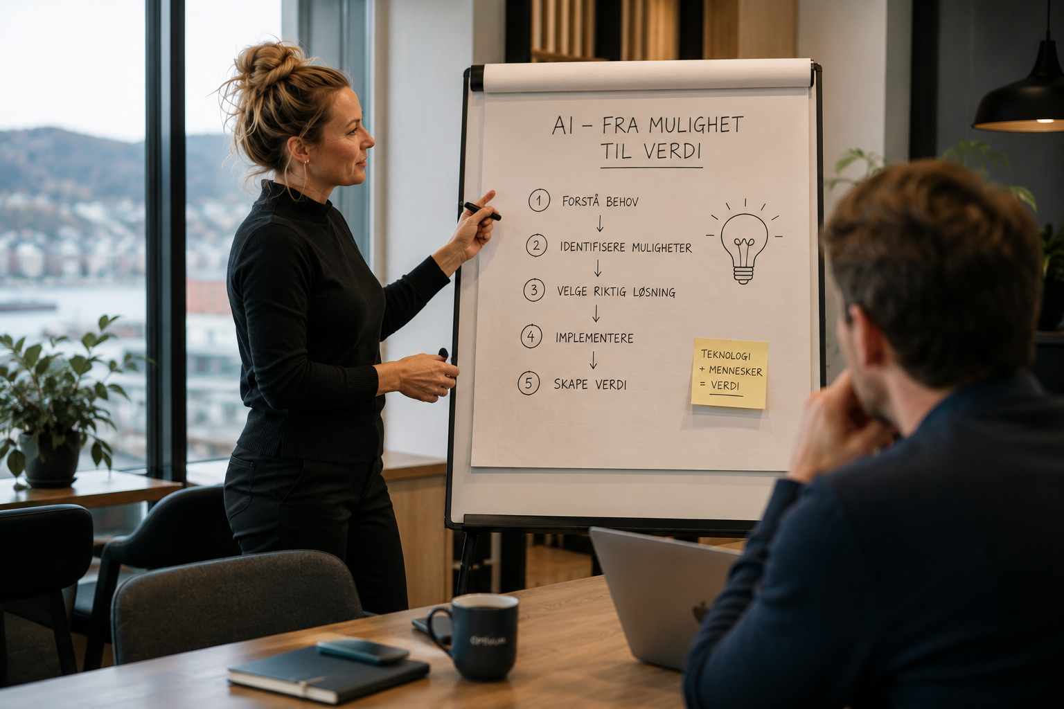 Optivium-rådgiver gjennomgår prosessen «AI – fra mulighet til verdi»